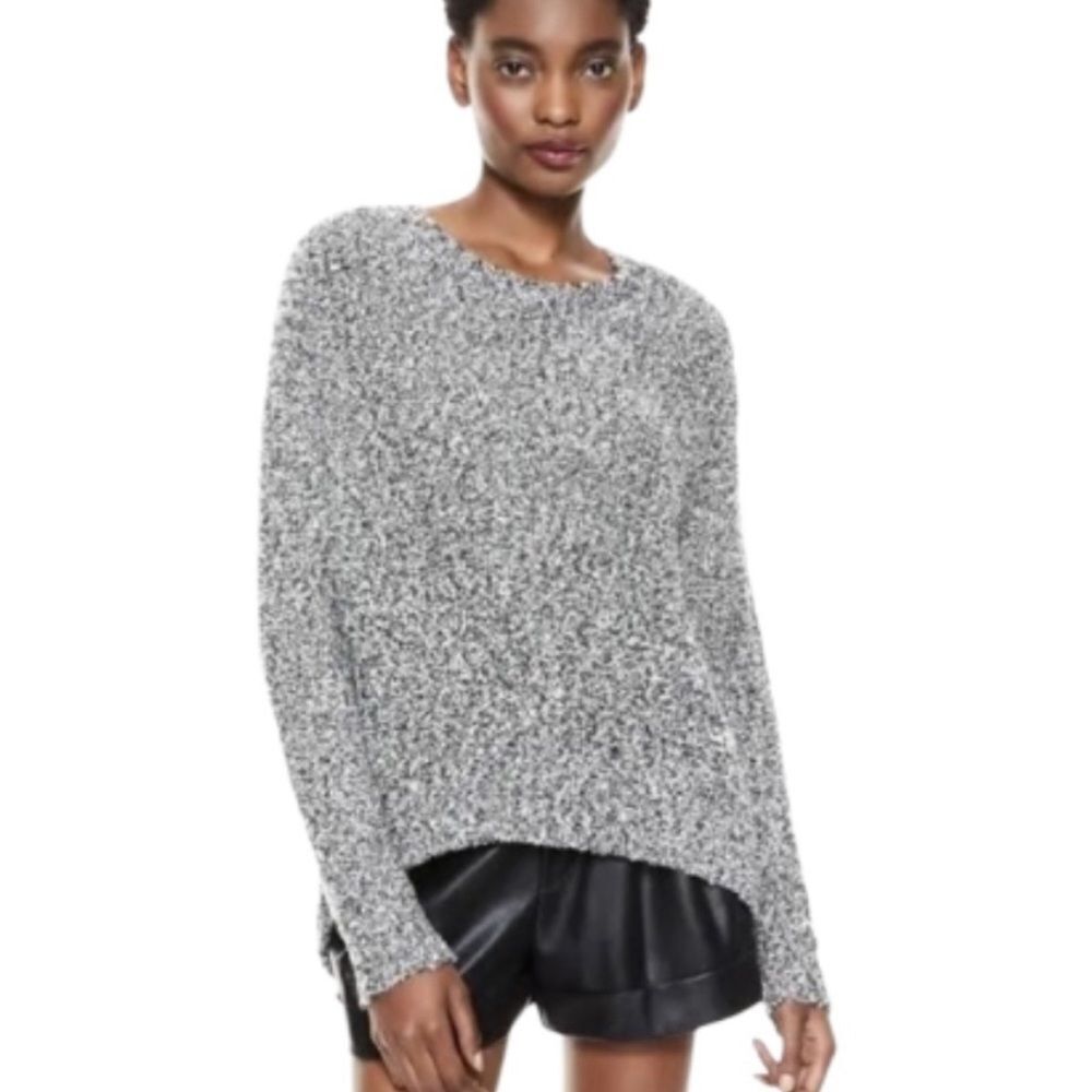 Alice and olivia boucle sweater black white
